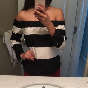 NWT Zara Black & White Off the Shoulder Top